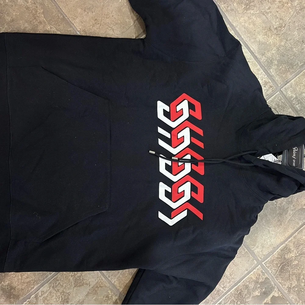 Men's Gucci mirrored print jersey, cotton hoodie size large made in Italy